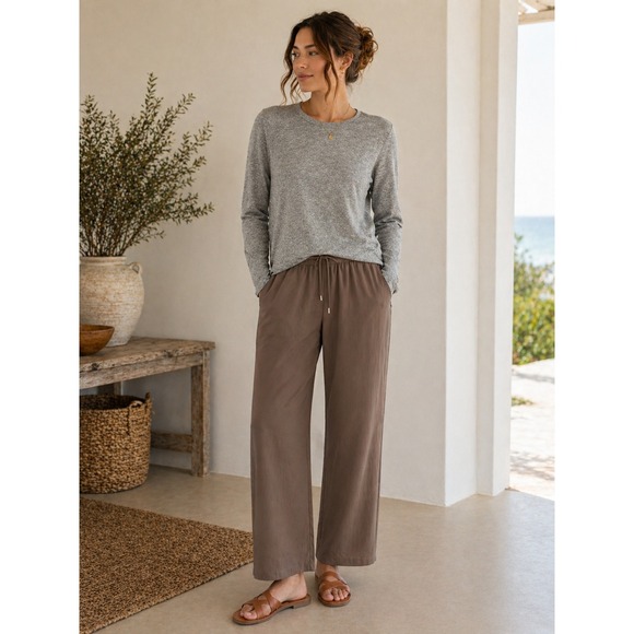 Monrow Tops - Monrow Classic Womens Long Sleeve Crew Neck Tee Heather‎ Gray HT2162TJ-1 Size M